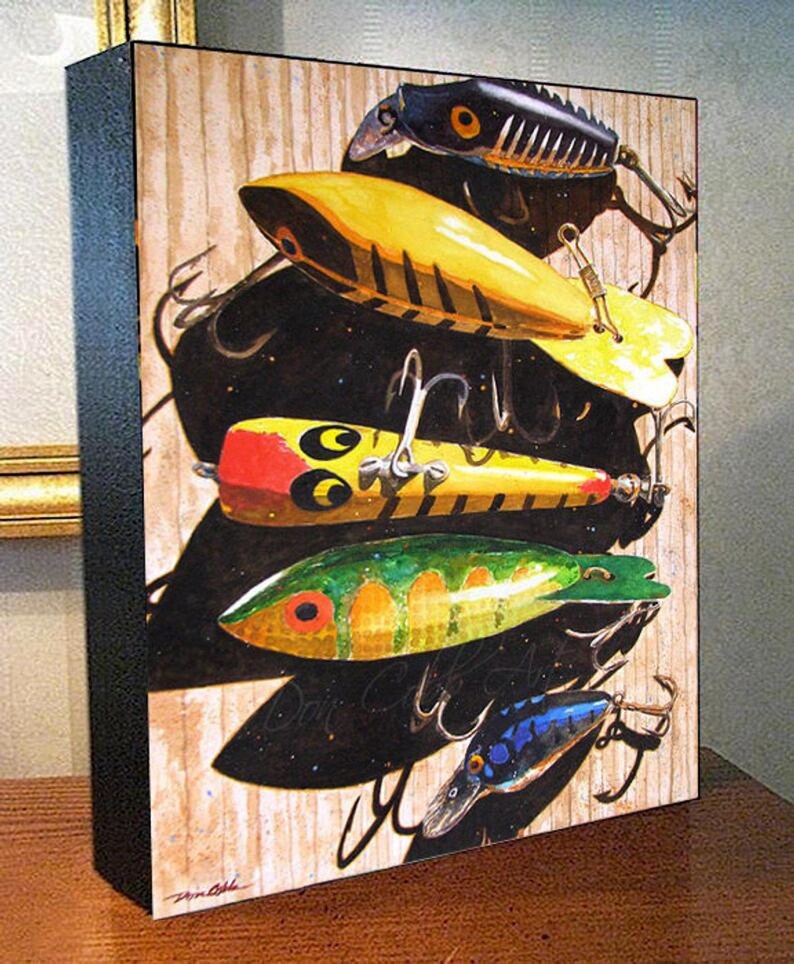 Fishing Lure Art 8x10x1.5 and 11x14x1.5 Gallery Etsy