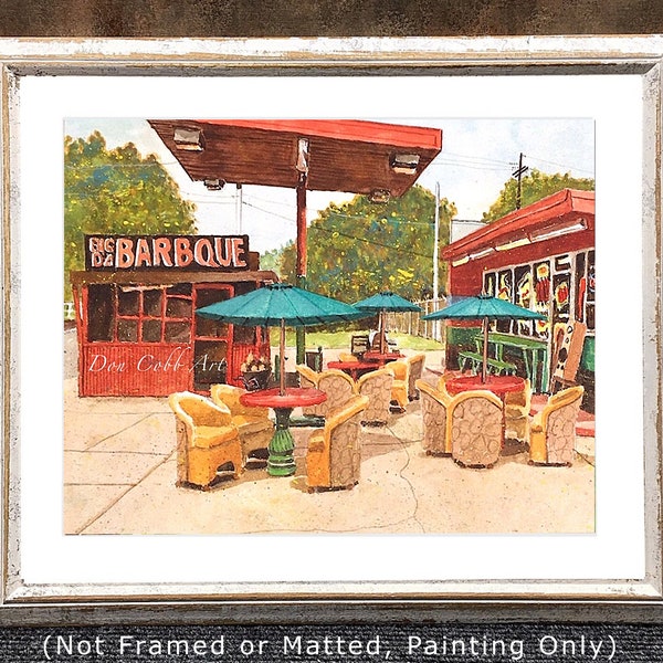 Original Painting (Make Me An Offer) "Big D's BBQ" (Not A Print, Not Framed) Free Shipping