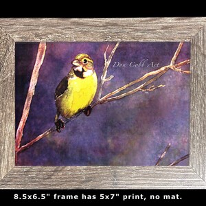 Bird Art Young Meadow Lark Art Prints, Framed Prints, Canvas Gallery Wrap Prints 8.5x6.5 Gray Frame inches