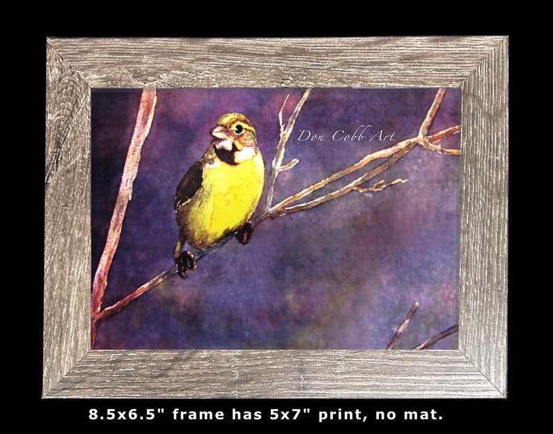 Bird Art Young Meadow Lark Art Prints, Framed Prints, Canvas Gallery Wrap Prints 8.5x6.5 Gray Frame inches