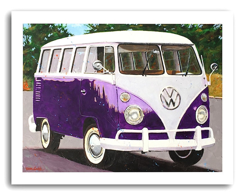 Volkswagen Art Hippie Love Vw Bus Vw Purple Split Etsy