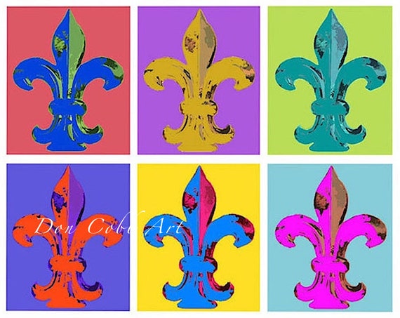 Fleur De Lis Pop Art Print Fleur Abstract Prints Etsy