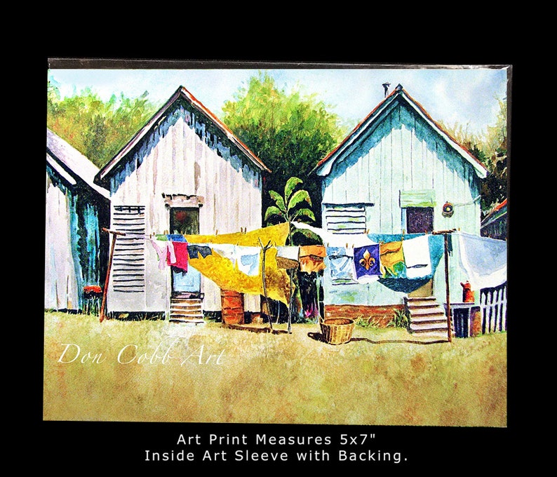 Clothesline, Laundry, Shotgun House, Art Prints, Canvas Gallery Wrap Prints_Framed Art Prints 5x7 Matted Print inches