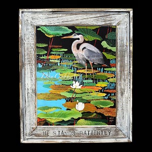 Great Blue Heron, Don Cobb Artwork, Embossed Frames, Signed and Numbered Prints