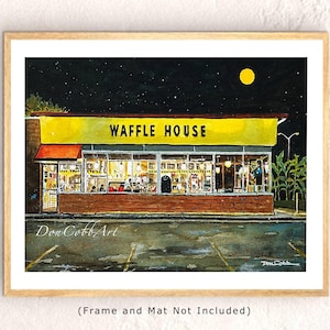 Waffle House Full Moon, Signed and Numbered Art Prints, Framed Prints, Canvas Gallery Wrap Prints