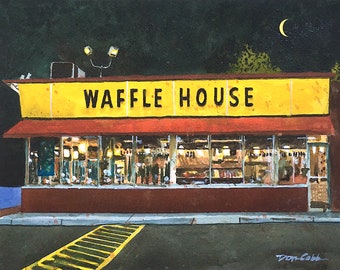 Waffle House, Crescent Moon - Art Prints - Framed Prints - Canvas Gallery Wrap Prints, in Many Sizes