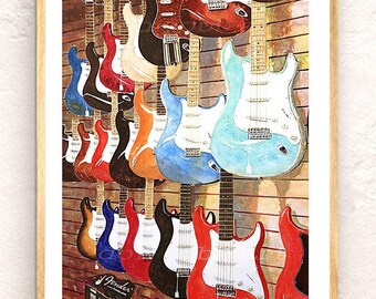 Fender Guitar Art, Fender Strats, Signed Art Prints, Framed Prints, Canvas Gallery Wrap Prints