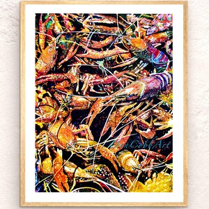 Crawfish Art, Louisiana, Angry Crawfish, Signed Art Prints, Framed Prints, Canvas Gallery Wrap Prints