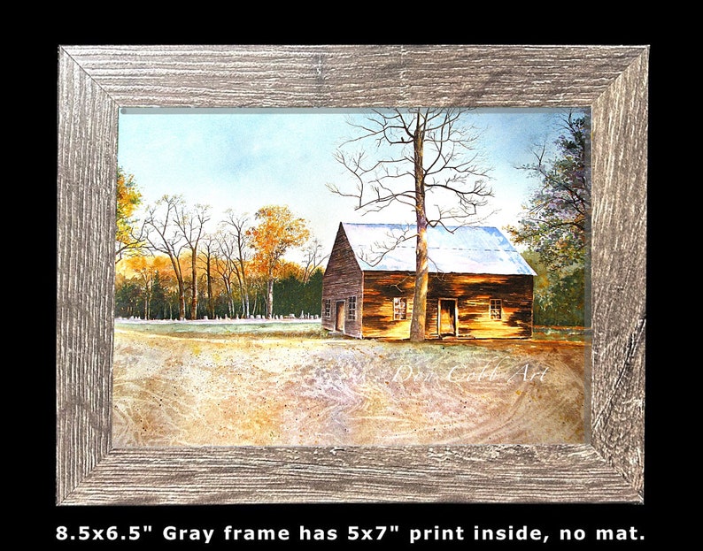 Old San Augustine, Texas Church Art, Corinth, Art Prints, Framed Prints, Canvas Gallery Wrap Prints 8.5x6.5 Gray Frame inches