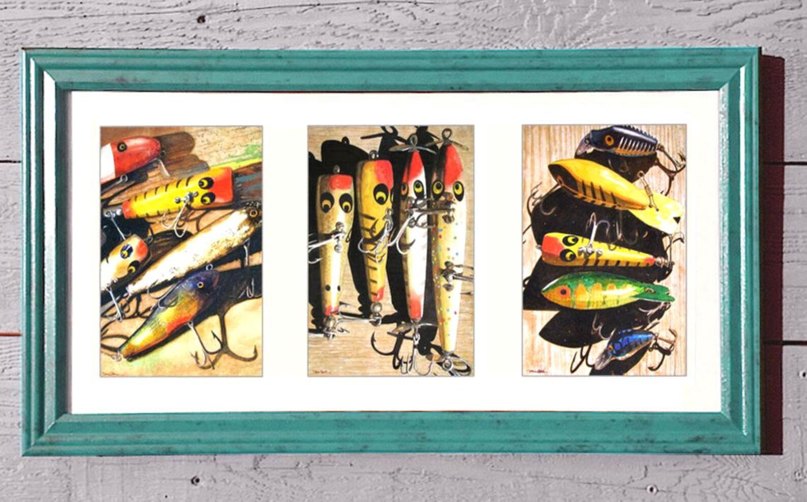 Fishing Lure Art 22x12 Framed Matted Prints in Triple Etsy