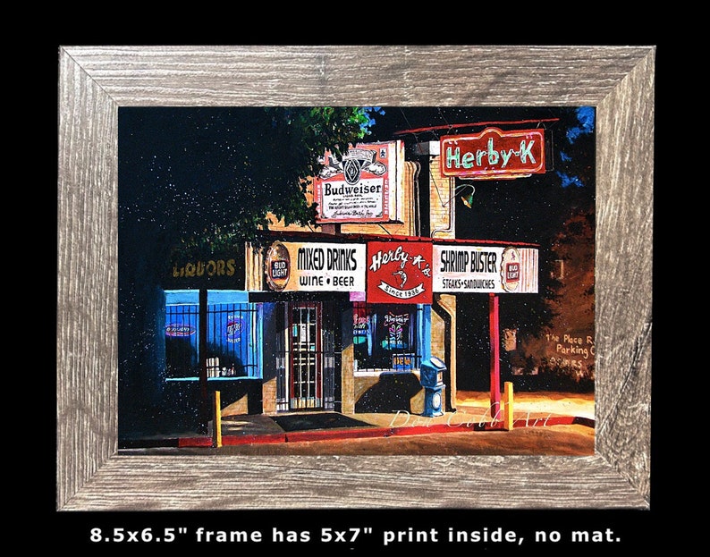 Herby K's Seafood Restaurant Cafe Diner Shreveport Art Prints Framed Prints Canvas Gallery Wrap Prints 8.5x6.5 Gray Frame inches
