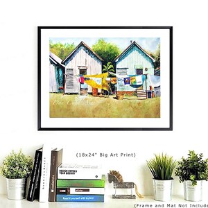 Clothesline, Laundry, Shotgun House, Art Prints, Canvas Gallery Wrap Prints_Framed Art Prints 18x24" Big Art Print inches