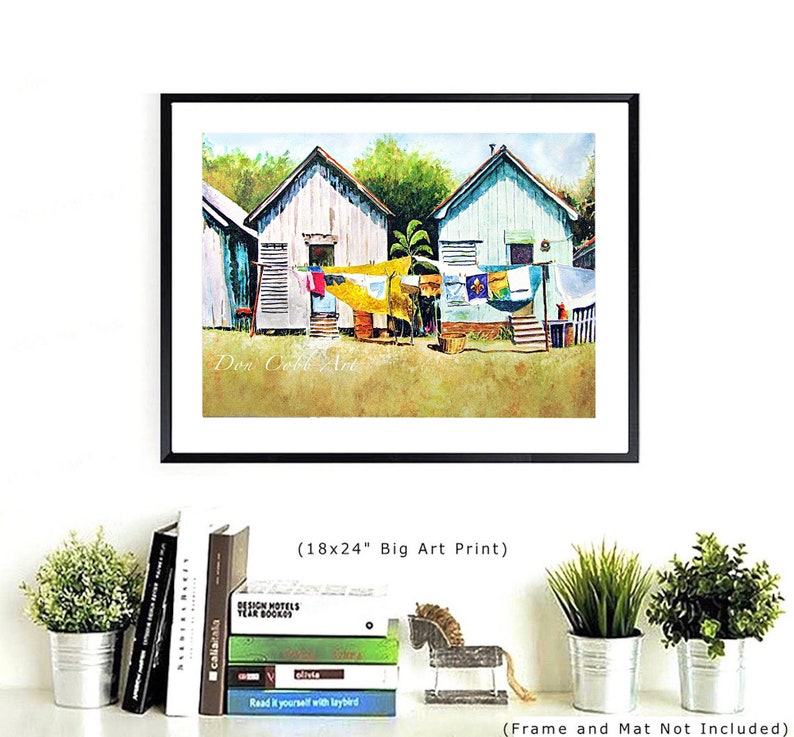 Clothesline, Laundry, Shotgun House, Art Prints, Canvas Gallery Wrap Prints_Framed Art Prints 18x24" Big Art Print inches