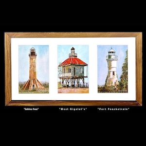 South Louisiana, Lighthouses Art, 20x12 Frame, 3 Window Mat, Signed and Numbered Prints