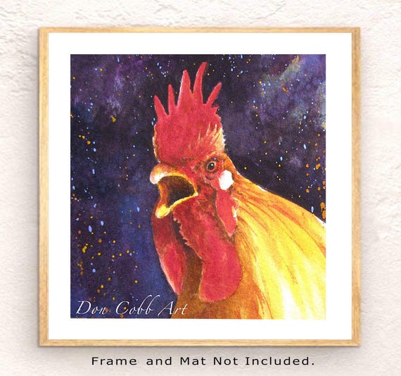 Crowing Rooster Art Print: Signed & Numbered