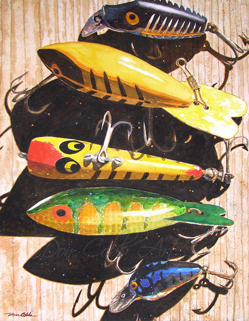 Fishing Lure Art 8x10x1.5 and 11x14x1.5 Gallery Etsy