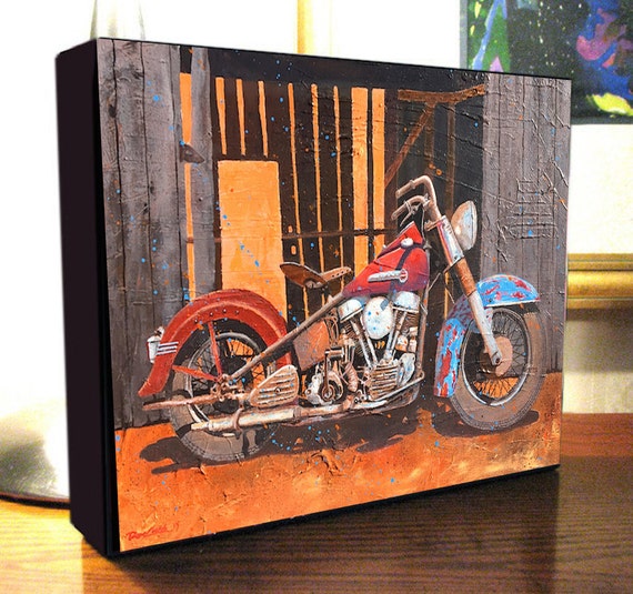 Harley Davidson Motorcycle Art Harley Barn Find Etsy