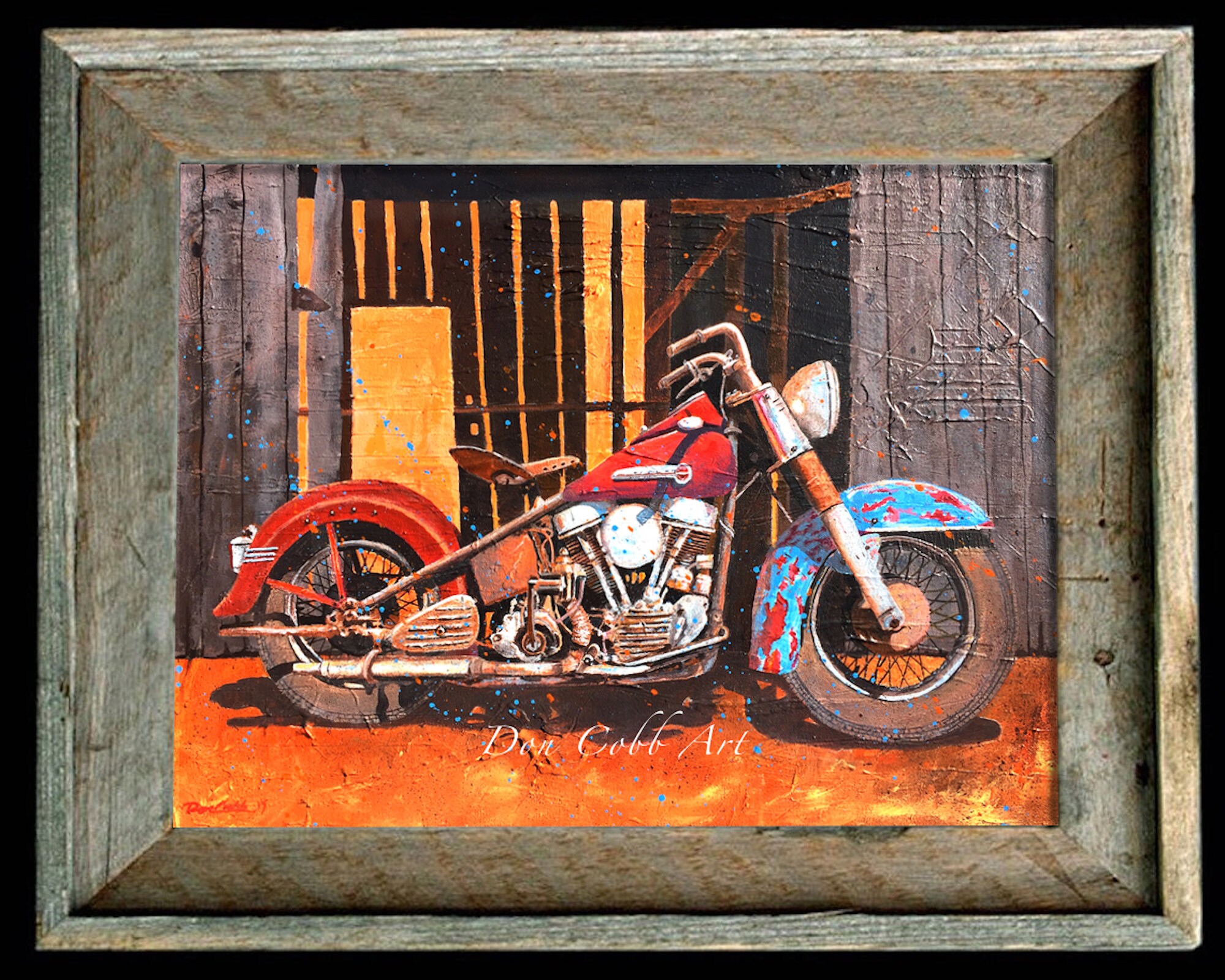 Harley Davidson 1950 Pan Head Motorcycle Art Print: Signed