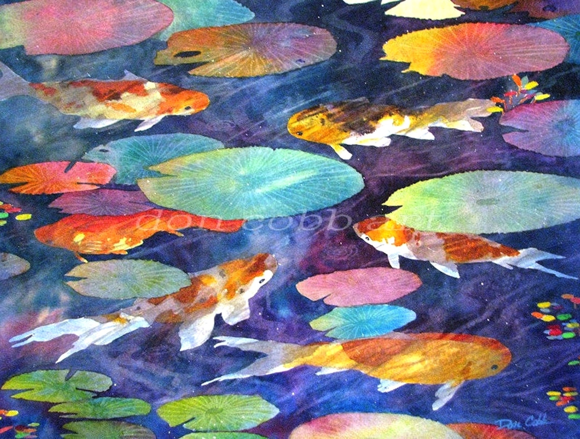Koi - Colorful Koi Watercolor Painting - Fine Art Print from Original  Watercolor Painting - Bright, Colorful Decor