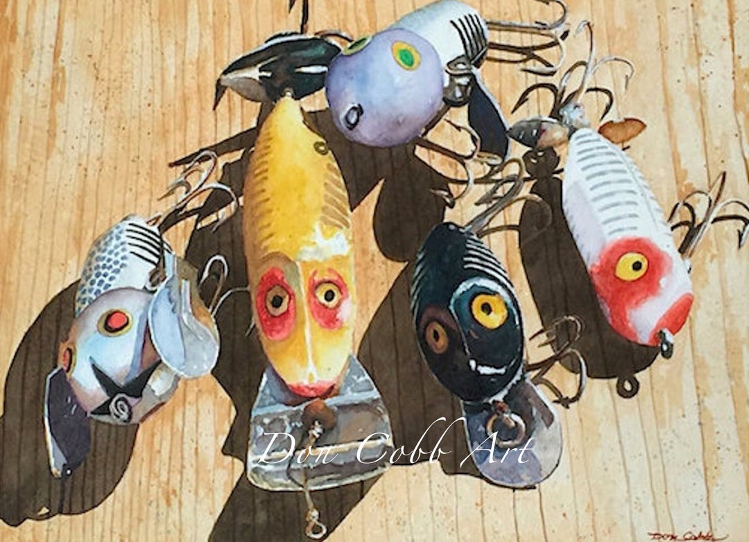 Fishing Lure_watercolor Art_creepy Crawlers_art Prints_framed Etsy