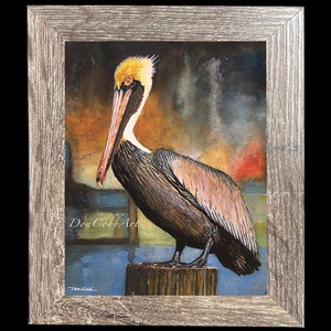 Pelican Louisiana Brown Pelican Art Louisiana State Bird Art Prints Framed Prints Canvas Gallery Wrap Prints 6.5x8.5 Gray Frame inches