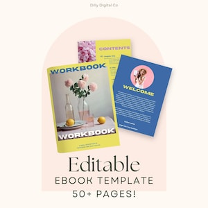 Canva E-Book Template for Content Creators – 50+ Page Editable Workbook, Lead Magnet, Digital Download, Coaching Guide, PDF Creator for Blog