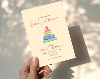 Gender Neutral Baby Shower Invitation: Hand-Drawn Toys (Printable or Digital Invite)