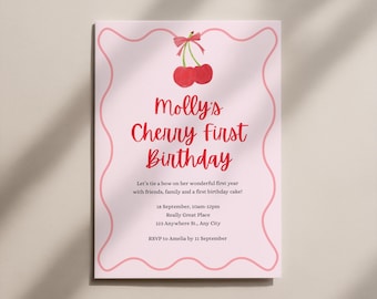 Fruit Birthday Invitation: Editable Canva Template (5x7 Digital Download