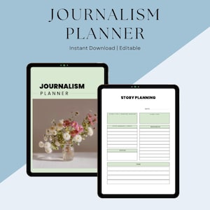 Journalism Planner: News Story Tracker, Interview Notes (Digital PDF Download)