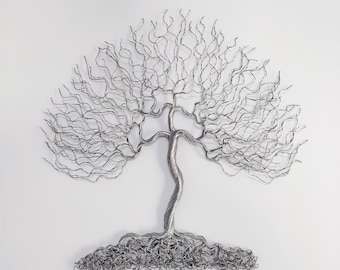 Stainless Steel Wire Tree Sculpture – Minimalist Home Decor – Handmade Spiritual Art – Meaningful Gift