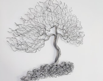 Stainless Steel Wire Tree Sculpture – Minimalist Home Decor – Handmade Spiritual Art – Meaningful Gift
