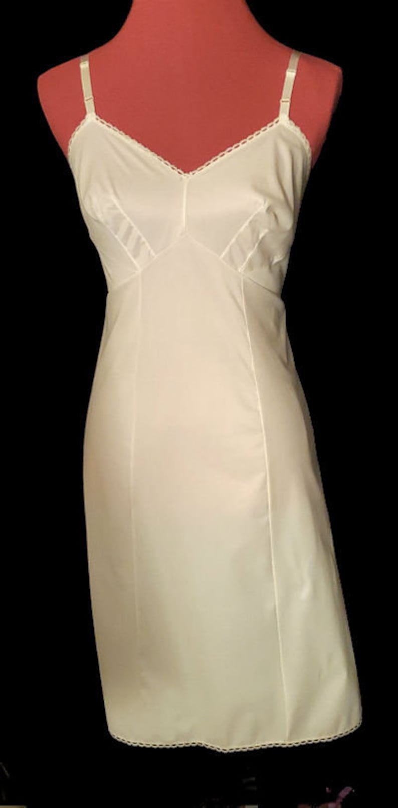 Vintage Slip 34 VAN RAALTE Ivory Nylon Taffeta Lace Full Dress