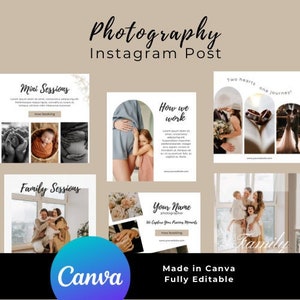 Photography Instagram Templates, Neutral Instagram Post Templates,  Canva Templates, Small Business Instagram, Photographer Instagram Posts