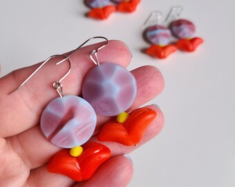 Power Up - vintage glass beaded earrings by budpnq