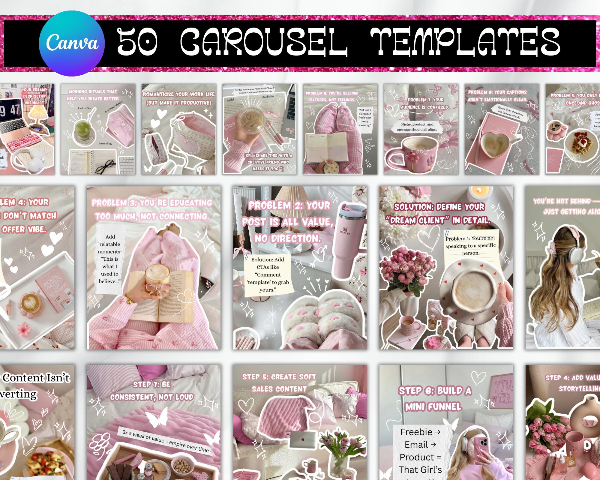 Trending Carousel Templates with Cut-Outs | Aesthetic Social Media Templates for Faceless Creators & Etsy Sellers, Carousel sets, Instagram