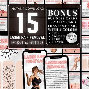 Laser Hair Removal Templates for Social Media Post | Medspa Instagram Templates | Aesthetic Medspa Instagram Post Laser Clinic Wax Instagram