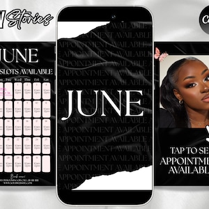 Instagram Story Calendar 2025 - Available Appointments Template - Monthly Schedule Template - Nail Tech Calendar
