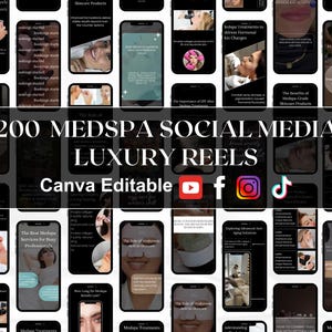 200 Medspa Social Media Reels: Botox & Skincare (Canva Template)