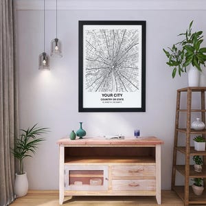 Custom Map Print, Digital Download Custom City Map, Valentines Day Gift, City Print, Custom Hometown Map, City Map Download, Digital Print