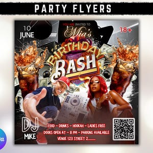 Birthday Flyer, Birthday Party Flyer, Men&#39;s Birthday Flyer, Male Birthday flyer, Birthday Boy, Bday Party Evite, Birthday Event, Invitation