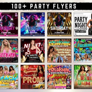 100 Party Flyers Bundle: Club, DJ, Event Templates (Canva Editable)