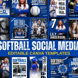 Softball Social Media Template Pack | Editable Canva Designs for Game Day, Player Spotlight