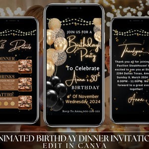 Editable Birthday Dinner Invitation Template: Text Evite (1080x1920px Digital Download)