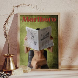Vintage Marlboro Western Poster Print: Retro Tobacco Ad (PNG File)