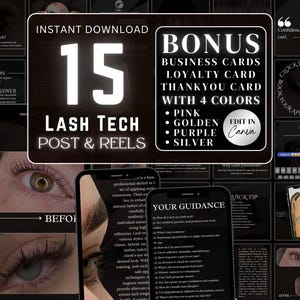 Lash Tech Instagram Post Story Templates, Facebook Lash Stylist Branding Kit, Lash Extension Marketing Templates, Lash Tech Social Media Set