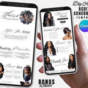 Modèle de site de réservation de carrés Carré Site de réservation de rendez-vous Modèle de carré de cheveux Site Web de bannière de cheveux Site Web Canva Site de carré de cheveux