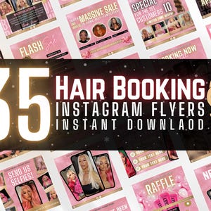 35 Hair Booking Flyer, Booking Flyer, Hair Salon Flyer, Booking, Appointment Flyer, Editable Flyer , Canva, Salon template, Beauty template