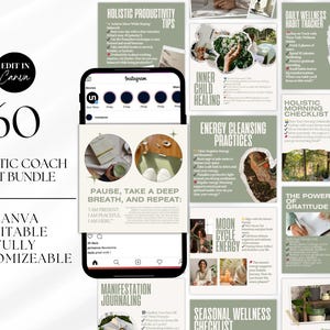 Holistic Coach Instagram Post Templates: Editable Wellness Content (Canva)
