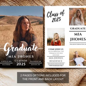 Graduation Invitation | Editable Photo Graduation Announcement and Party Invitation Template