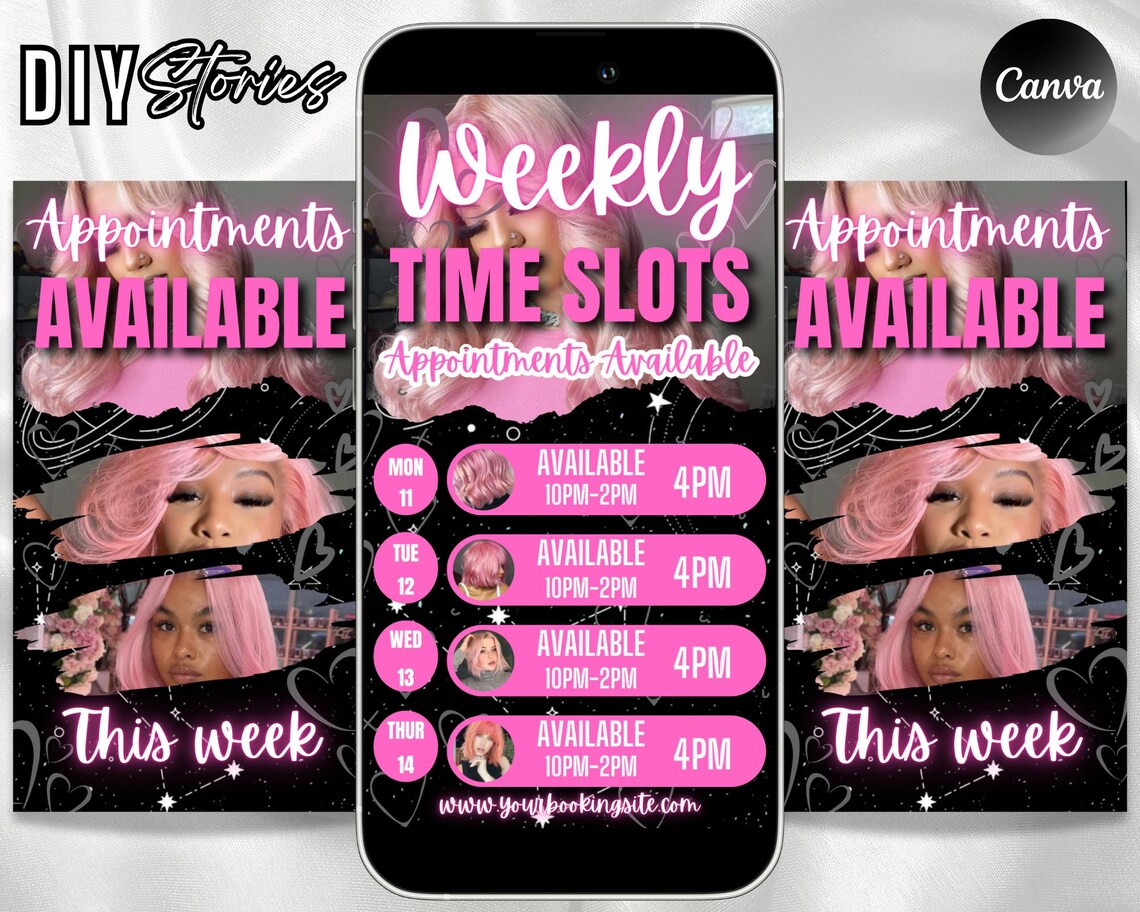 Week Availability Display Lash Appointment Calendar - This Week Availability - Instagram Story ...